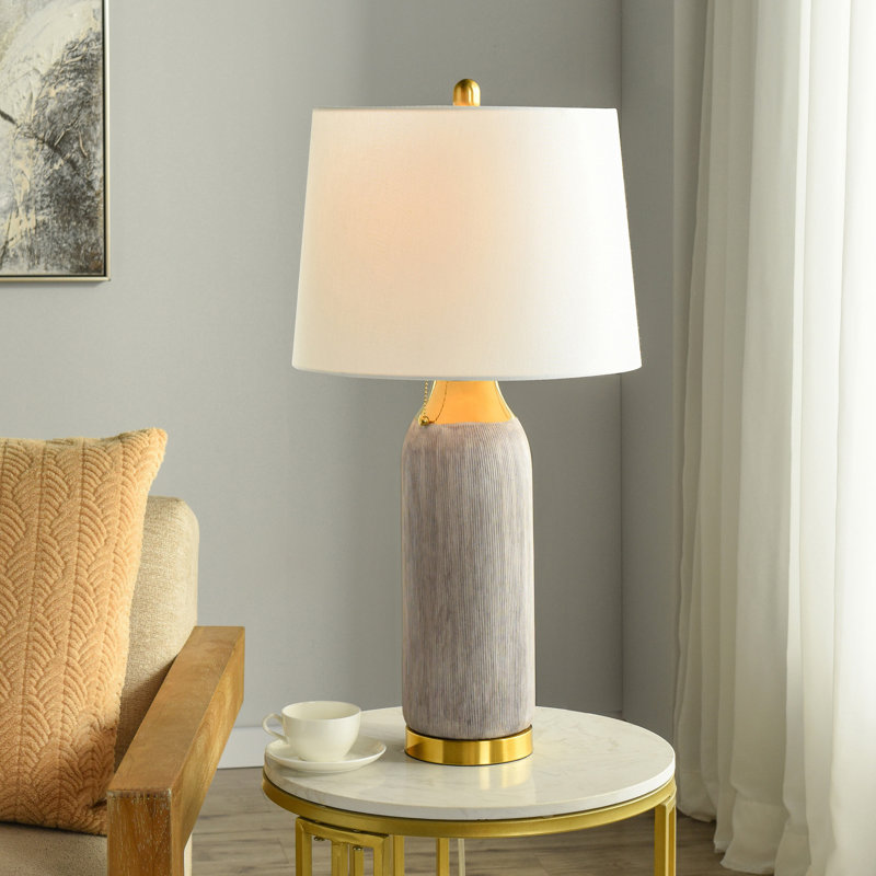 Lampe de table Donald - gris - abat-jour blanc, Or et gris