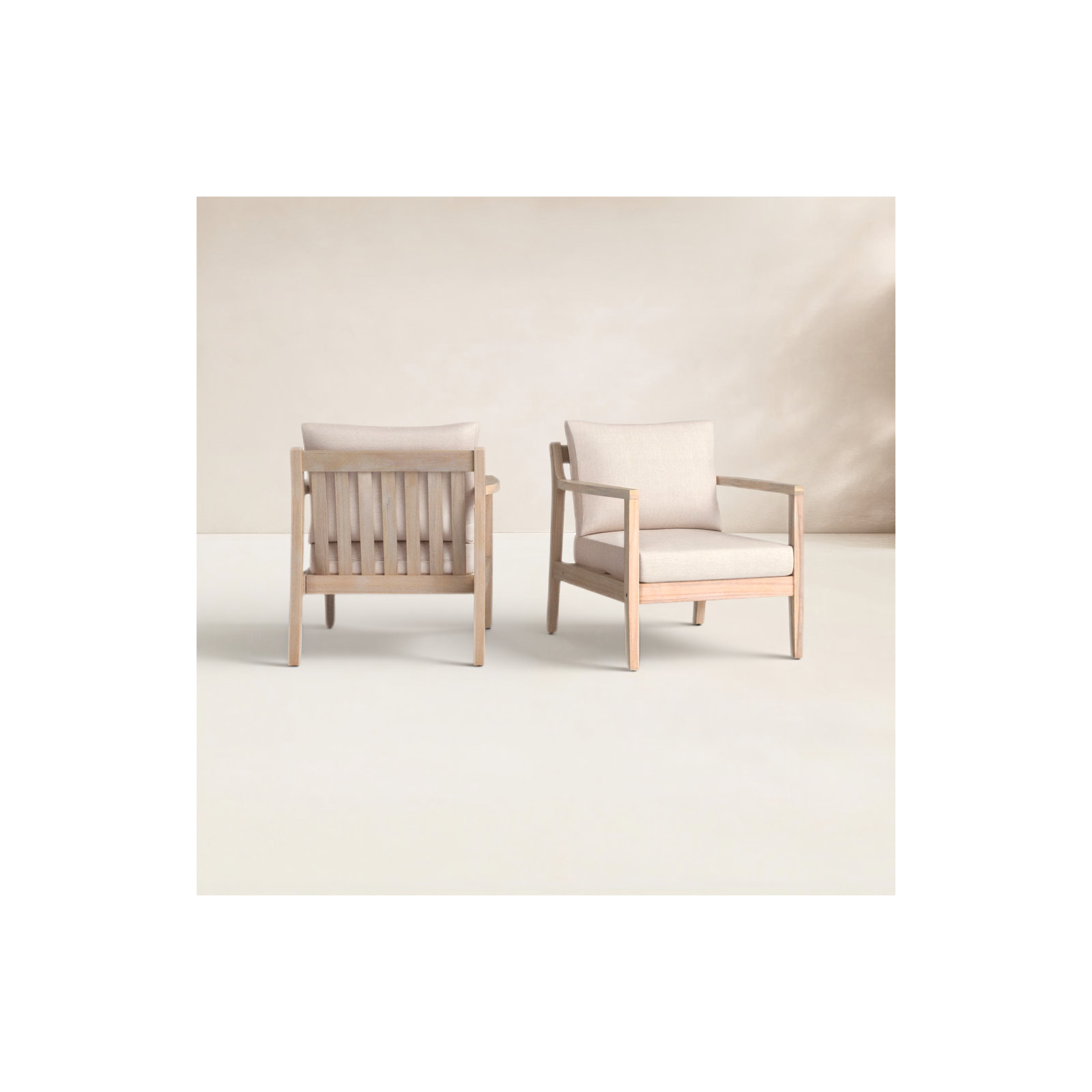Amina Acacia Outdoor Lounge Chair, Beige Performance