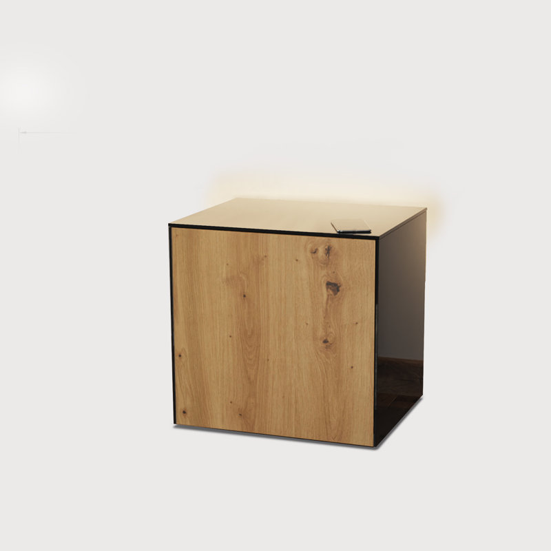 INTEL Side / lamp Table, Black/Oak
