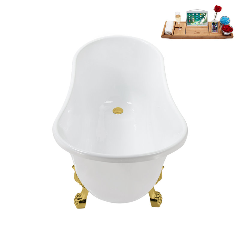 51.2'' x 25.6'' Soaking Acrylic Bathtub, Polished Gold, Polished Gold