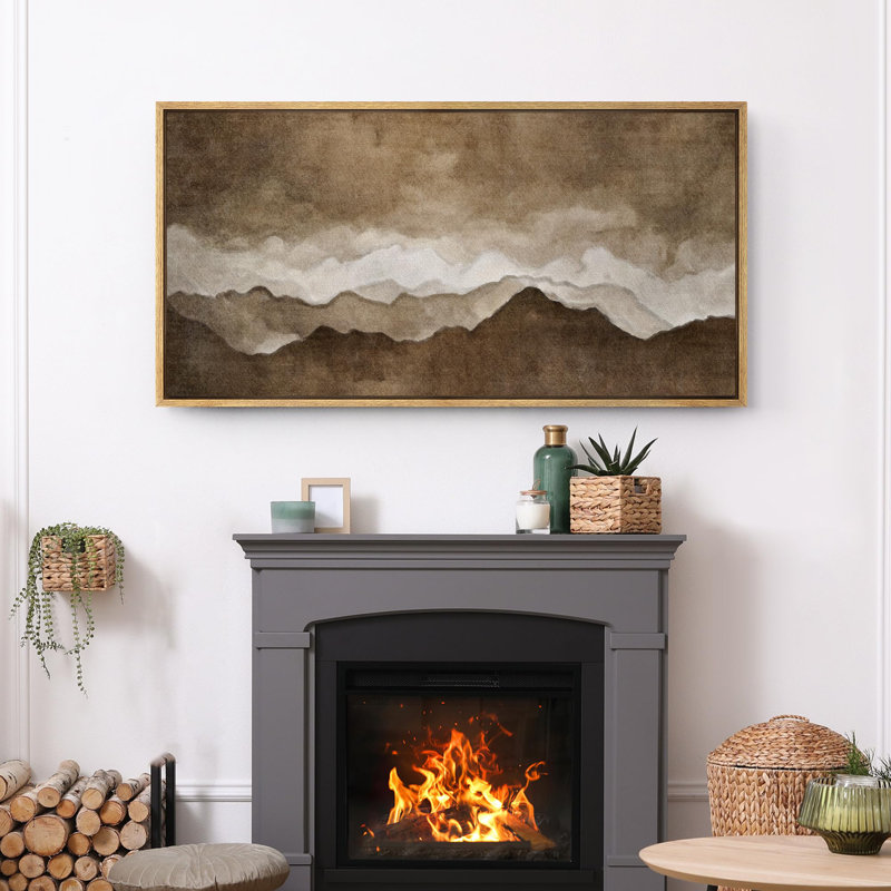 Mountain Range Mist Modern Art, 30" H x 60" W, Natural