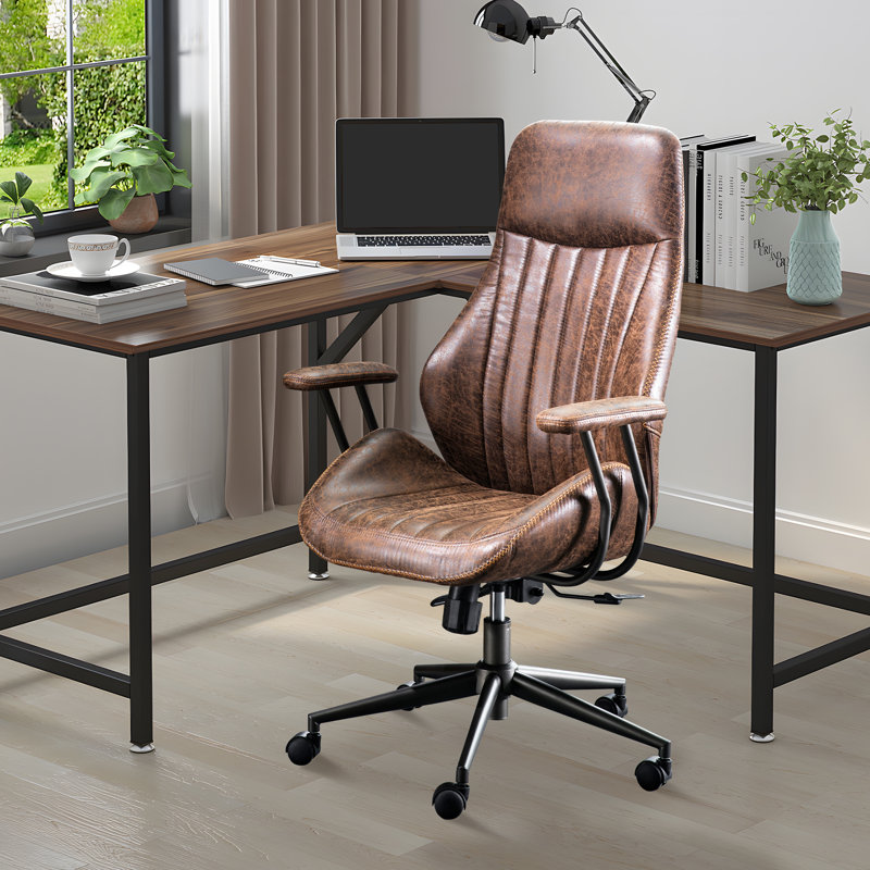 Viola High Back Swivel Ergonomic Executive Chair with Pad arms, Dark Brown