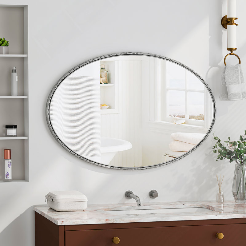 Miroir rétro ovale en fer avec cadre en fer