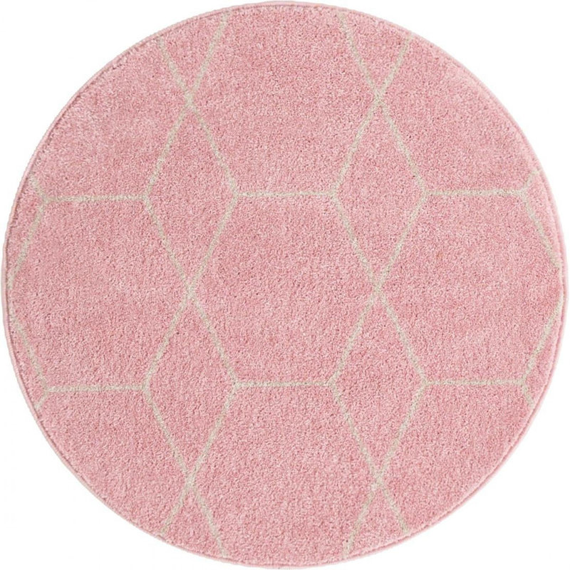 Debrodie Geometric Area Rug, Square 7'10", Pink
