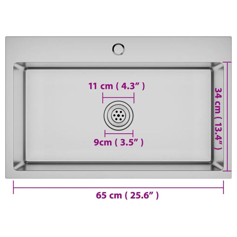 Medora Handmade Kitchen Sink Stainless Steel, Silver