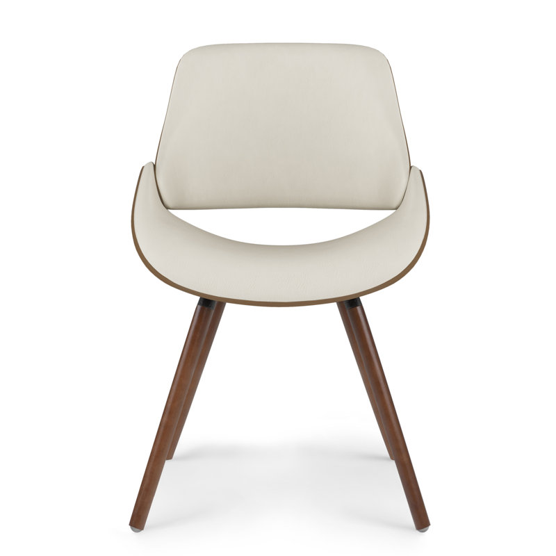 Chaise rembourrée Malden avec structure ergonomique en bois massif et style Mid-Century moderne, Tissu aspect lin naturel