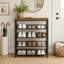 Rangement à chaussures réglable à 5 niveaux de style industriel avec 4 tablettes en filet, idéal pour le vestibule, le salon, la chambre à coucher et le porche
