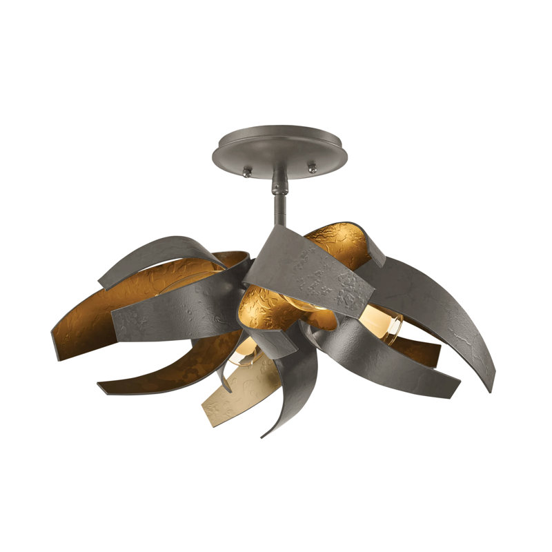 Plafonnier semi-encastré 4 lumières Corona, Fer naturel