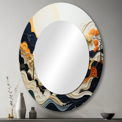 Gris gris, art au trait, miroir mural moderne ovale