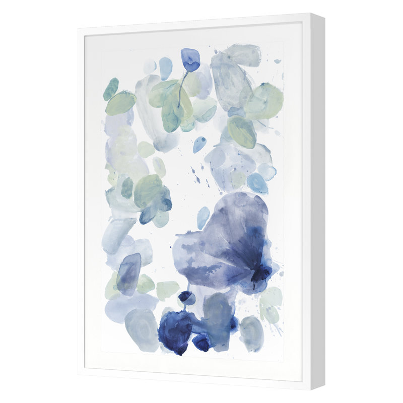 Butterfly Dance In Blue A Print by Allyson Fukushima, 36" H x 24" W x 1.25" D, White Framed