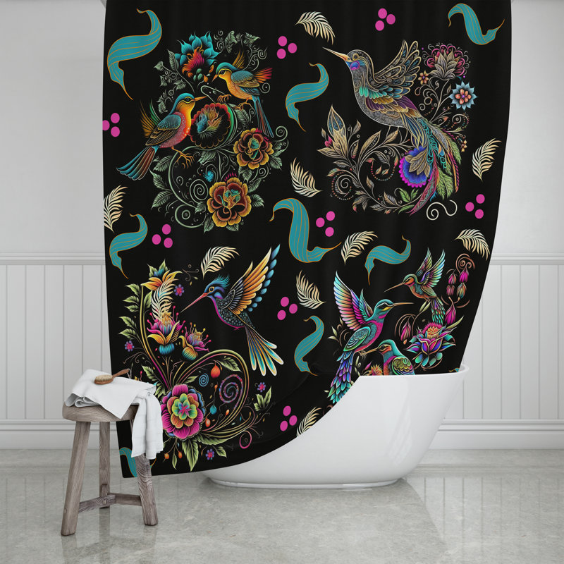 Floral Shower Curtain,  93" H x 70" W 