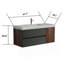 Meuble-lavabo de 48 po en noyer Grace avec lavabo à surface solide blanc brillant et tiroirs noirs doux, meuble-lavabo mural flottant pour salle de bain moderne, sans drain ni robinet, pré-assemblé
