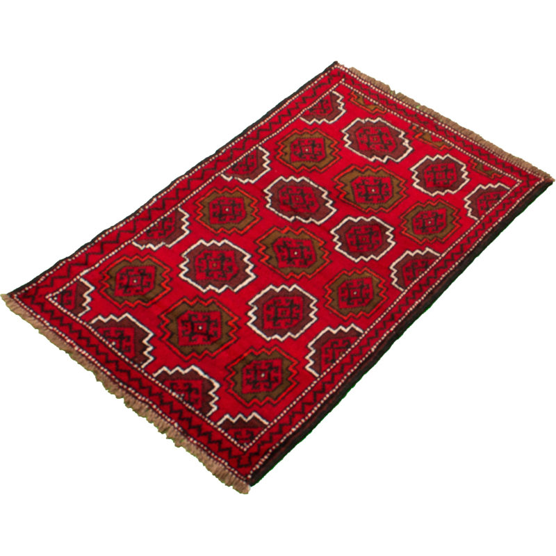 One-of-a-Kind 3'6" X 5'2" 1980s Wool Area Rug in Red