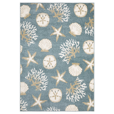 Tapis bleu / beige Hennings Nautical Escape