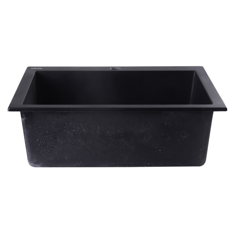 Alfi Brand 20.88'' W Single Bowl Granite Drop-In Kitchen Sink with 1 Faucet Hole, Black