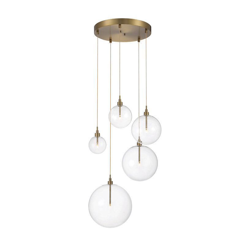 Jensi 5-Light Chandelier in Natural Brass, Natural Brass