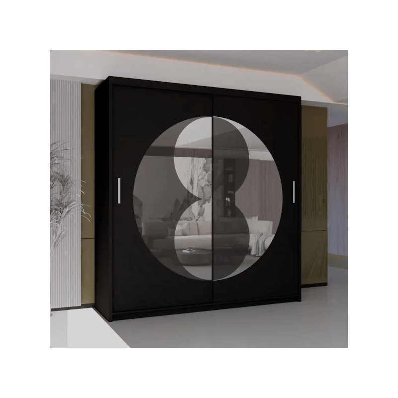 Ariyiah 2 Door Laminate Wardrobe, 217cm H x 150cm W x 62cm D, Black