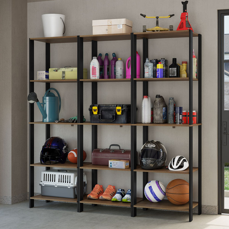  Armoire de rangement pour garage avec 15 tablettes ouvertes L 70 po, Brun