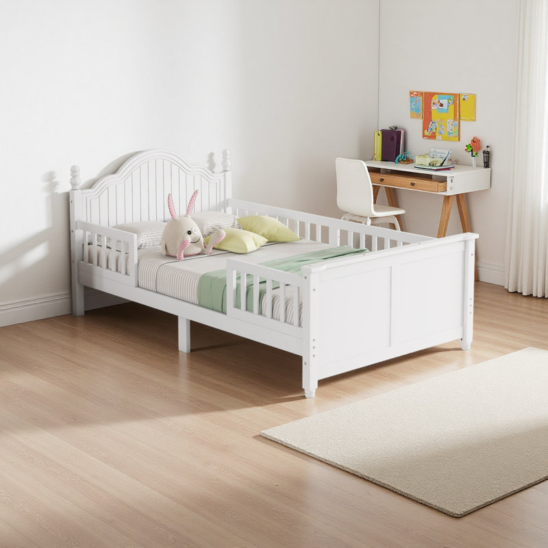 Wood Platform Bed With Headboard And Footboard, Twin, White