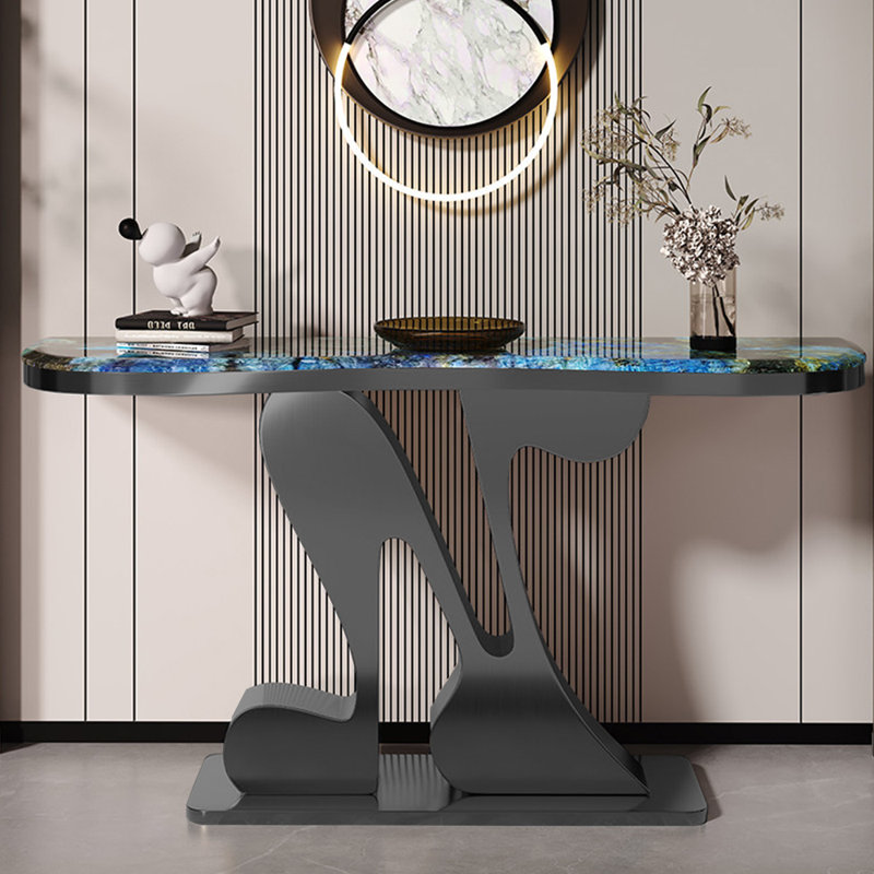 Light luxury high-end console table, 33.5" H x 59" W x 13.8" D, Black
