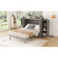 Lit double avec rangement à tiroirs, gris - Économie d'espace pratique pour l'espace de bureau à domicile, petites pièces idéales pour plusieurs pièces-118035569-118035567