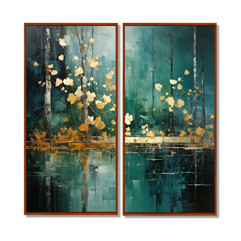 Décoration murale forêt audacieuse «Bold Forest Emerald II», 32" H x 32" W, Framed Print without Mat, Brown
