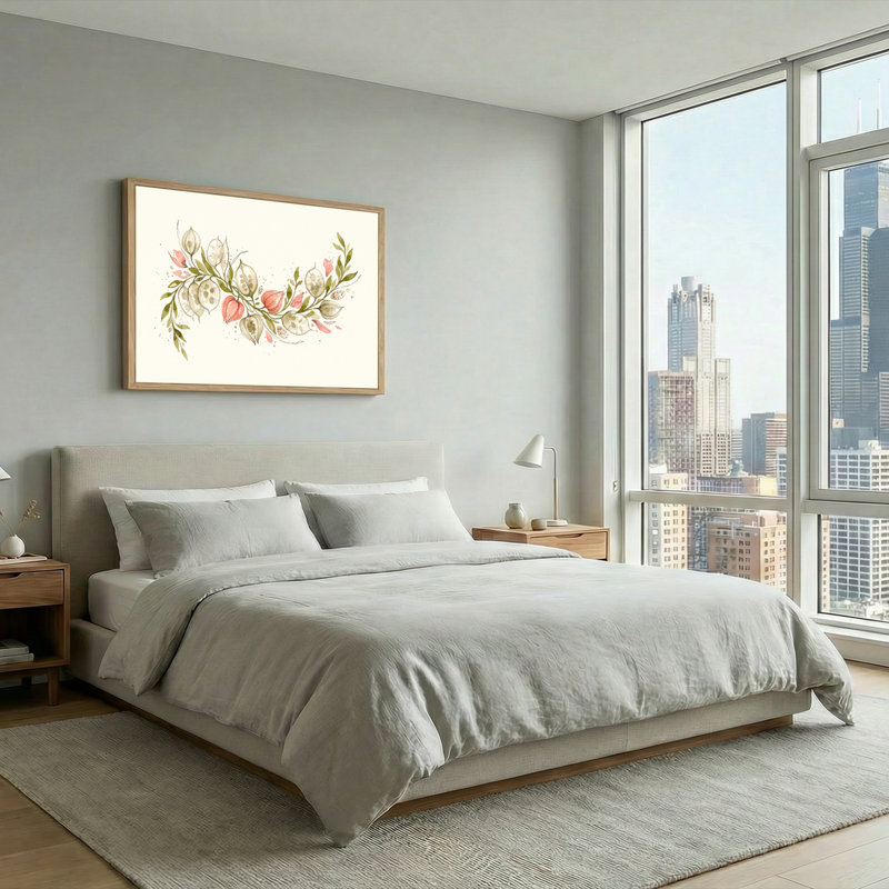 Motif floral, art mural sur toile, ensemble de 1, Natural, H 24 po x l 36 po