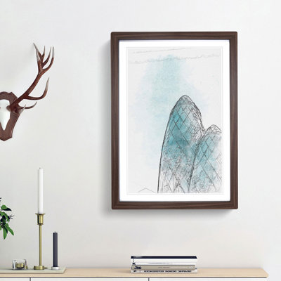 The Gherkin Building in London in Abstract - Picture Frame Graphic Art Print
