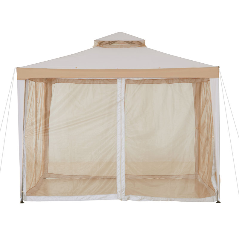 Pavillon de jardin à toit souple Sunjoy, Gris / Kaki, Bordure de jardin x 10 pi,