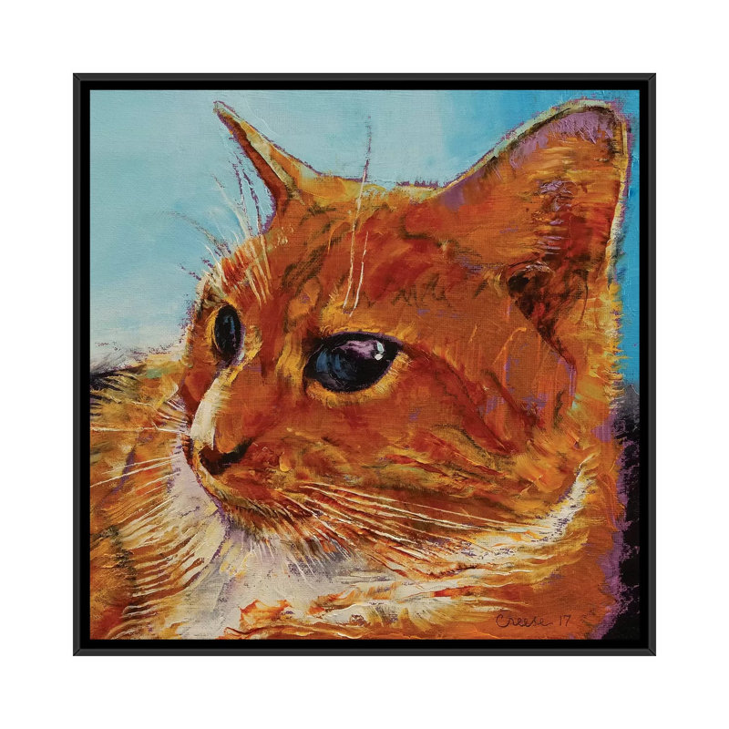 «Orange Tab», impression sur toile tendue, H 18 po x l 18 po x P 1,5 po, Toile avec cadre noir, Pas de tapis