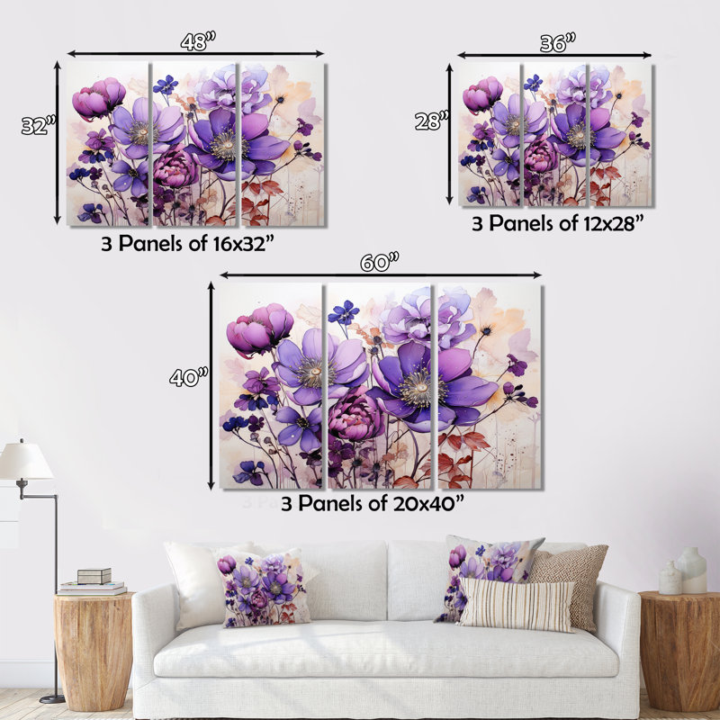Purple Fauvism Abstract Botanical Rhapsody Abstract Wall Decor on Metal
