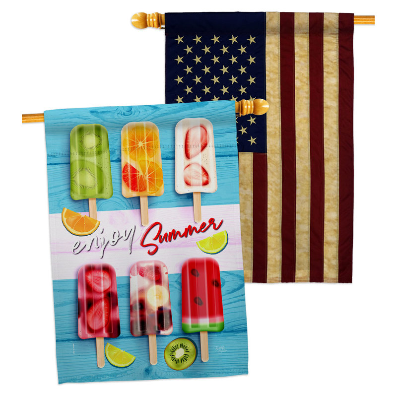 Drapeau de maison Sweet Popsicles 2 faces Polyester H 40 x l 28, H 40 x l 28