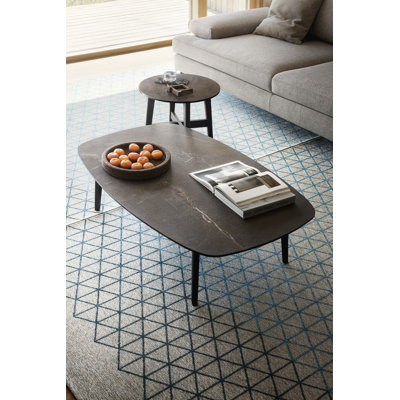 Table basse elliptique avec base en bois Abrey