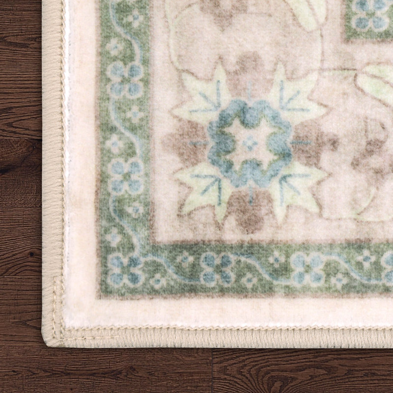 Laura Ashley Washable Printed Velvet Rug, 2'1" x 3'9", Sage