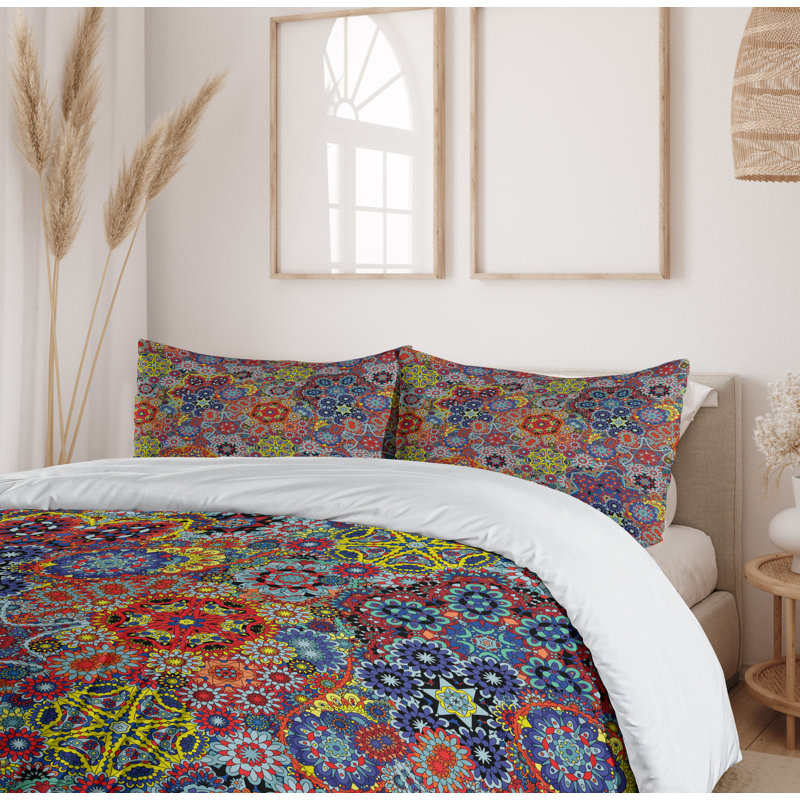 King Size Multicolor Paisley Batik Duvet Cover Set