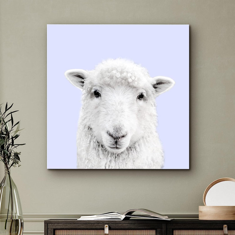 Baby Animals " Lamb Portrait Animals Wildlife ", 24" H x 24" W x 1.5" D