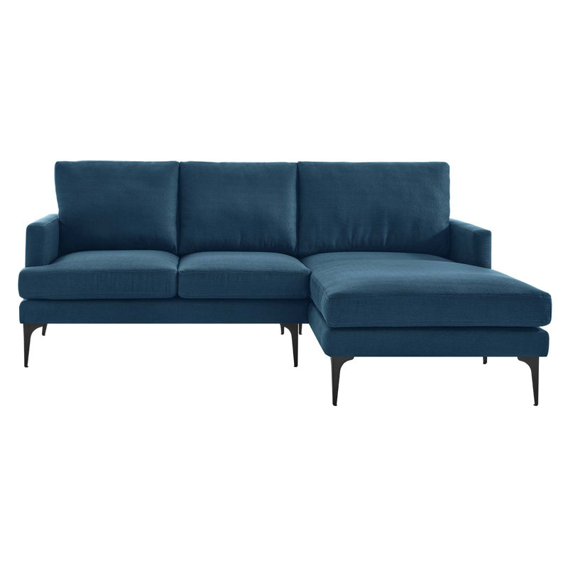 Azure Faux Leather Right-Facing Sectional Sofa with Track Arm