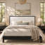 Luca solid wood boucle upholstered headboard bed frame-131499531-131499533