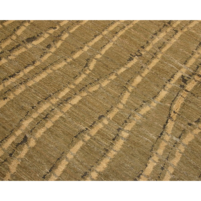 Dragnet Wool Striped Area Rug in Beige/Green, Rectangle 3' x 5'