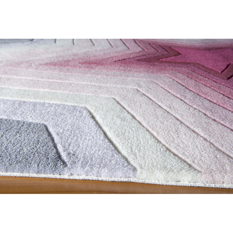 Tapis rose / gris touffeté à la main Berner, Rectangle 4 pi x 6 pi