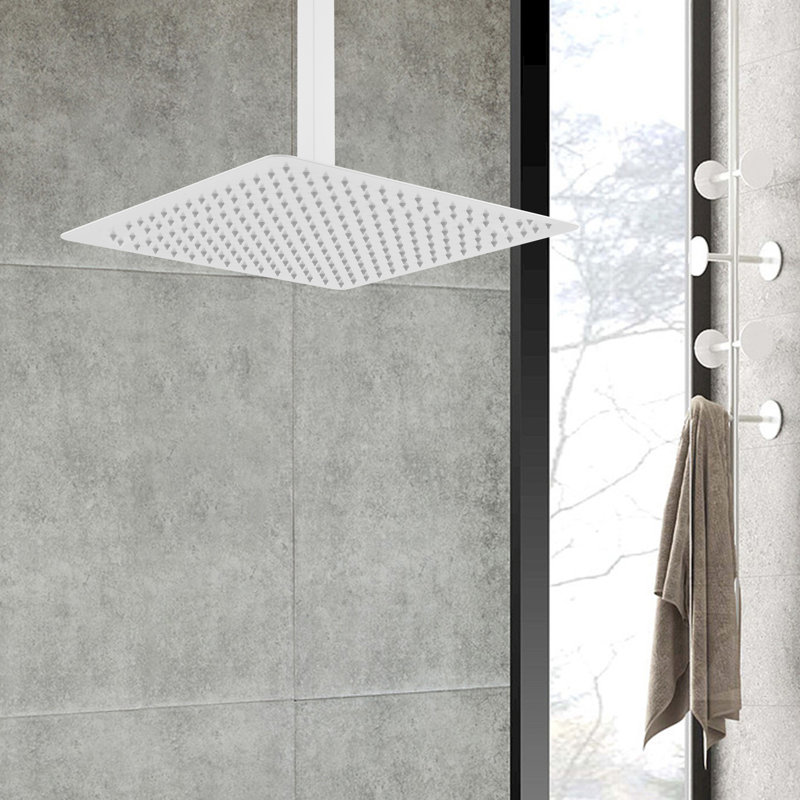 Rain Fixed Shower Head 2.5 GPM GPM, White