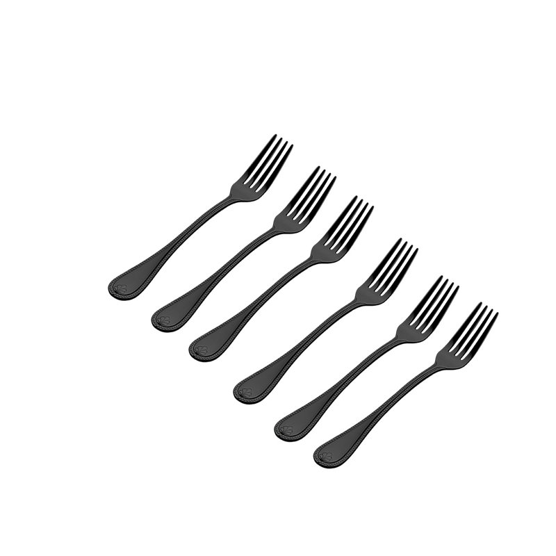 Ensemble de 6 fourchettes à salade en acier inoxydable Pearl 18/0, Noir, Mat