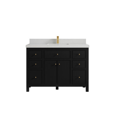 48 In. W X 22 In. D Sonoma Single Sink Bathroom Vanity In Black with 2 In