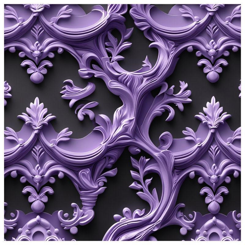 Coussins décoratifs ornementaux à motif baroque mauve, 18 x 18 inches