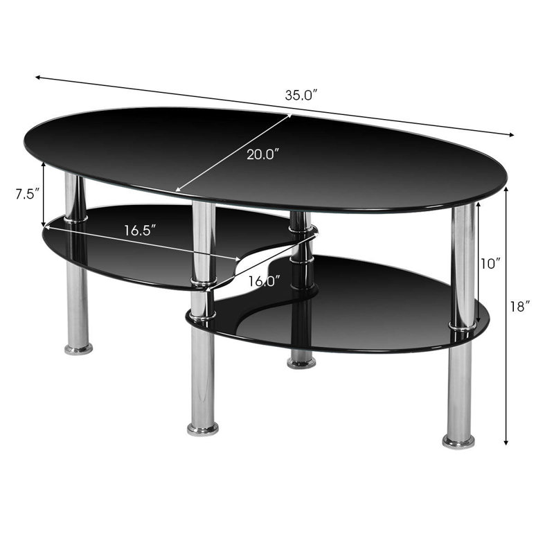 Siguna Glass Top Coffee Table, Black
