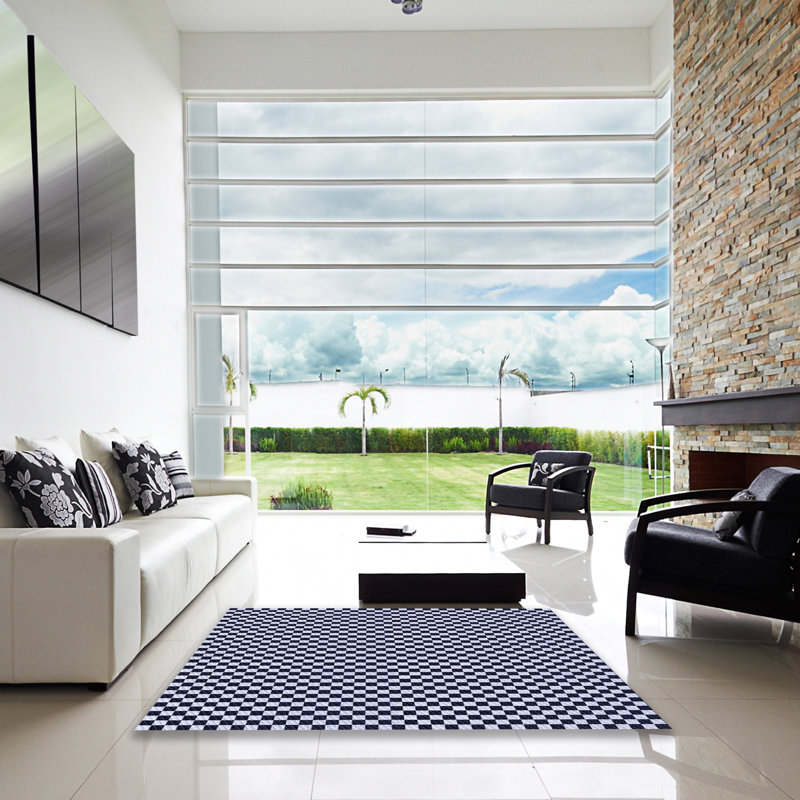 Performance Wool Checkered Indoor Rug, Square 5'