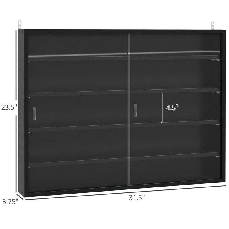 Vitrine noire avec tablettes réglables, convient aux bibelots 5 armoires, 2 portes, - Idéal pour présenter des médailles commémoratives, des figurines miniatures et des objets d'exposition