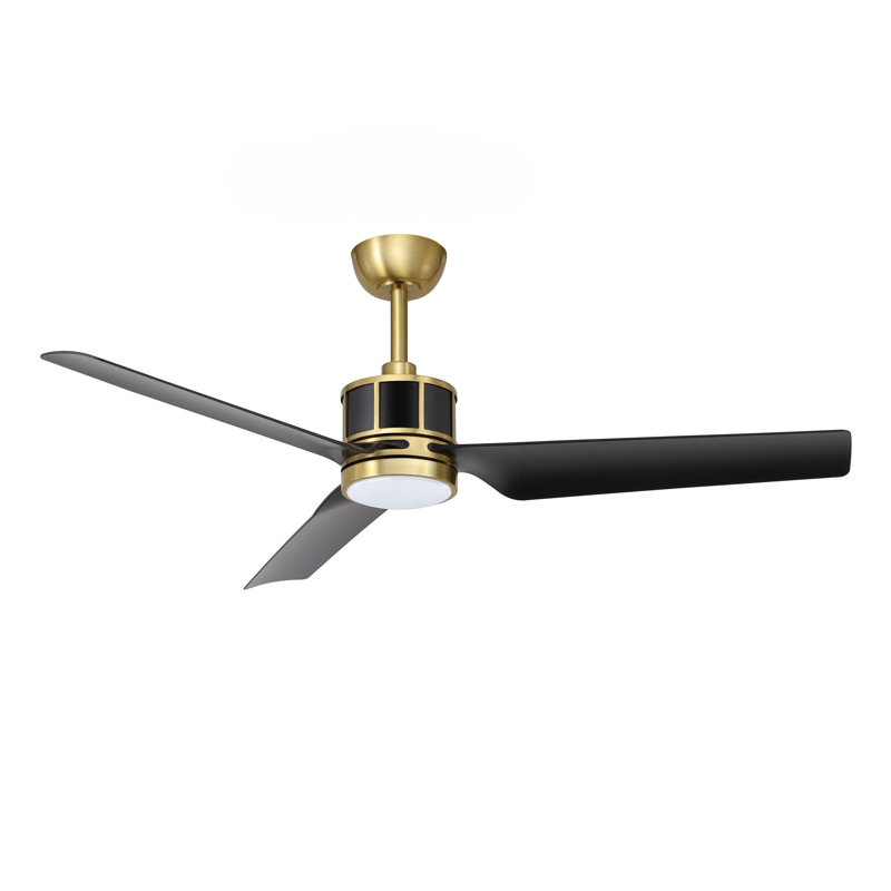 52" Modern 3-Blade Indoor Ceiling Fan with Integrated Dimmable LED Light and Remote Control, Black