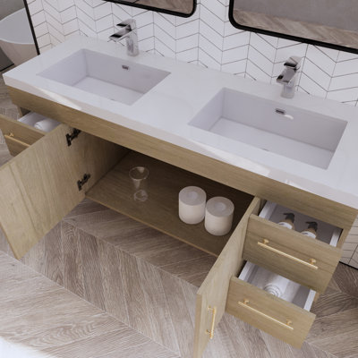59.05'' Double Bathroom Vanity with Acrylic Top