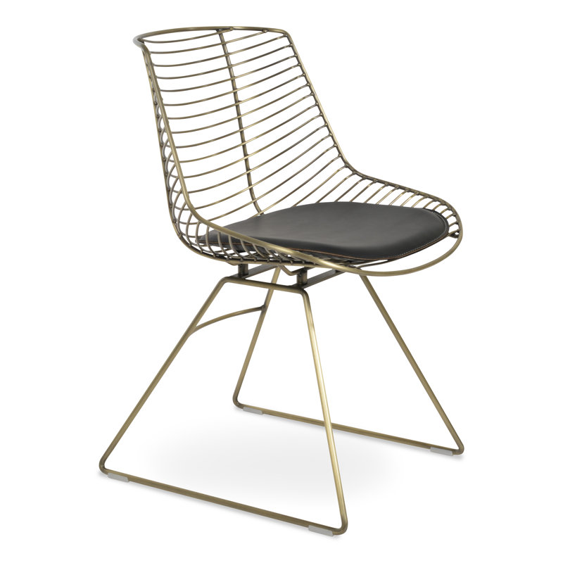 Chaise d'appoint Tiger, Similicuir noir, Laiton